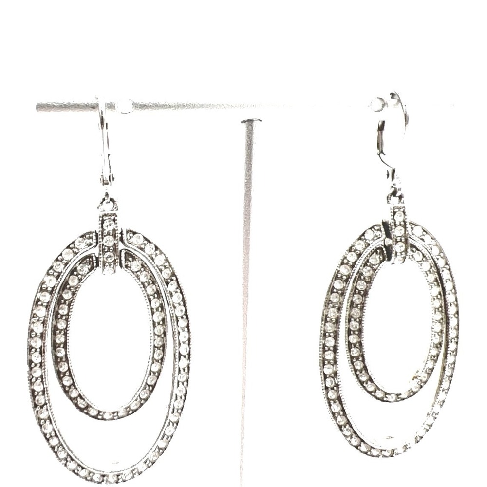Authentic Givenchy Double Drop Earrings Pave Crys… - image 3